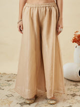 Cream Crunchy Silk Embroidered Sharara Suit Set