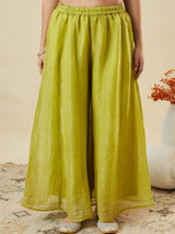 Lemon Crunchy Silk Embroidered Sharara Suit Set