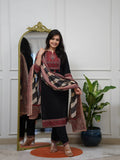 Black Ethnic Printed Kurti Pant Dupatta Set