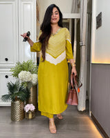 Mustard Yellow Designer Kurti Pant Set