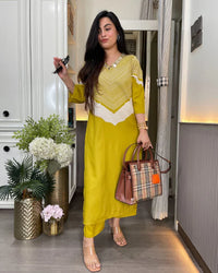 Mustard Yellow Designer Kurti Pant Set