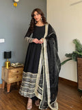 Black Rayon Anarkali Kurti Set
