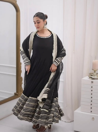 Black Rayon Anarkali Kurti Set