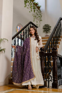 Ivory Sapphire Ruffle Gown with Dupatta Set