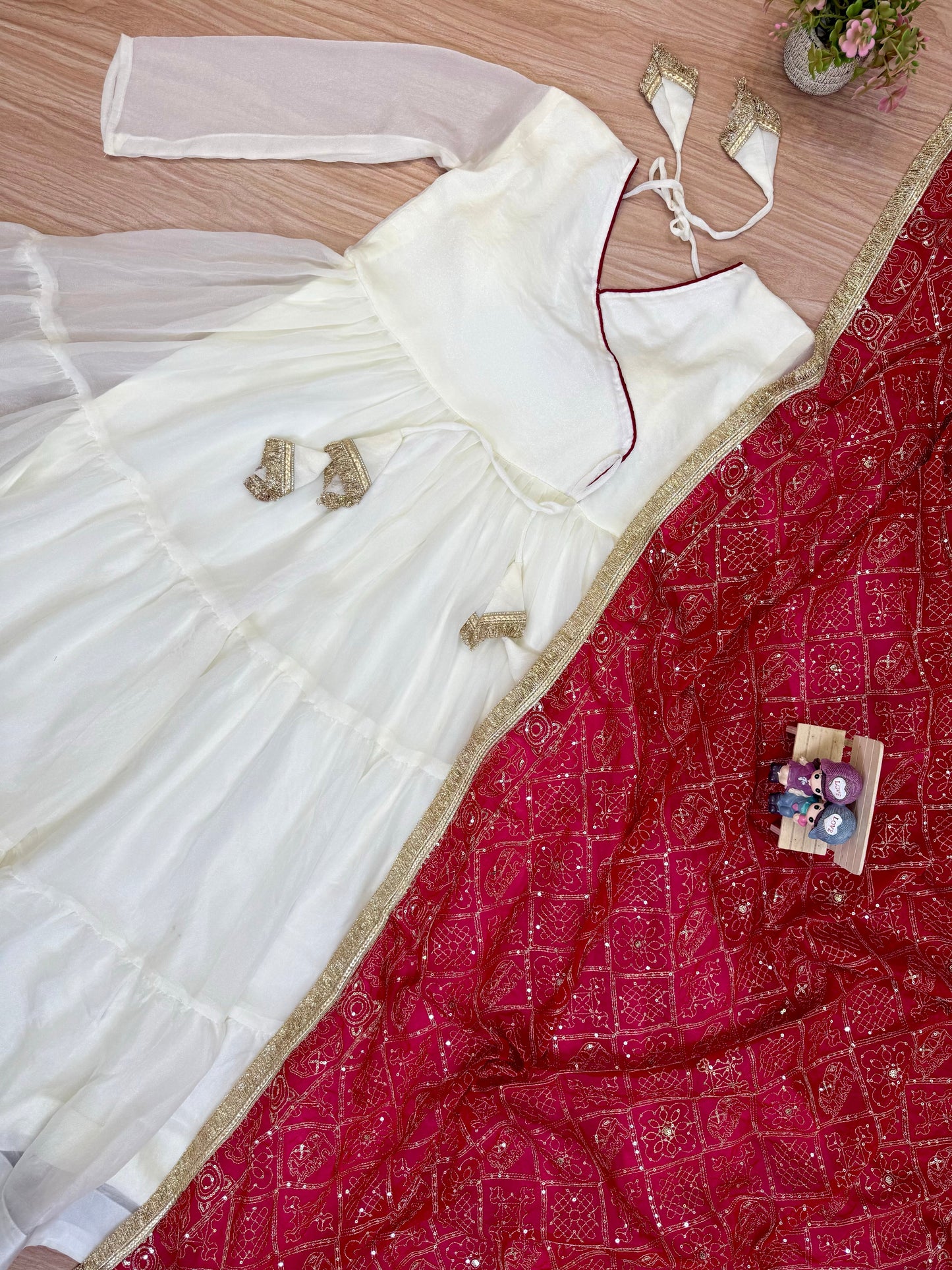 Ivory Ruby Ruffle Gown with Dupatta Set
