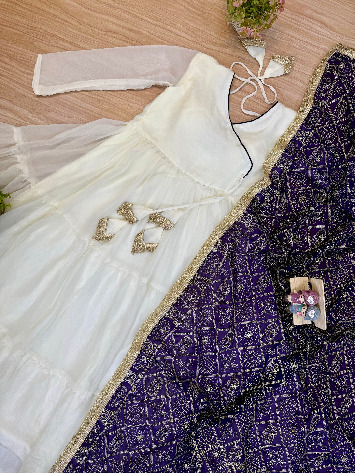 Ivory Sapphire Ruffle Gown with Dupatta Set