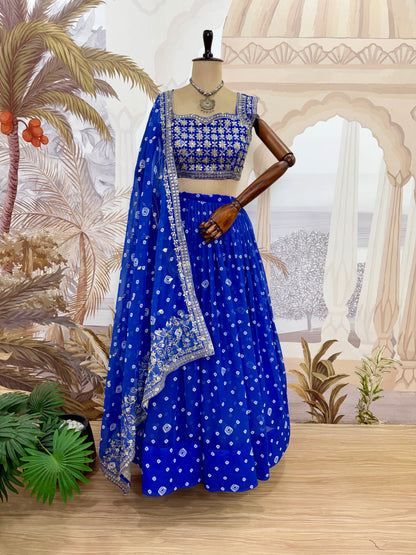 Navy Azure Royale Georgette Lehenga Set