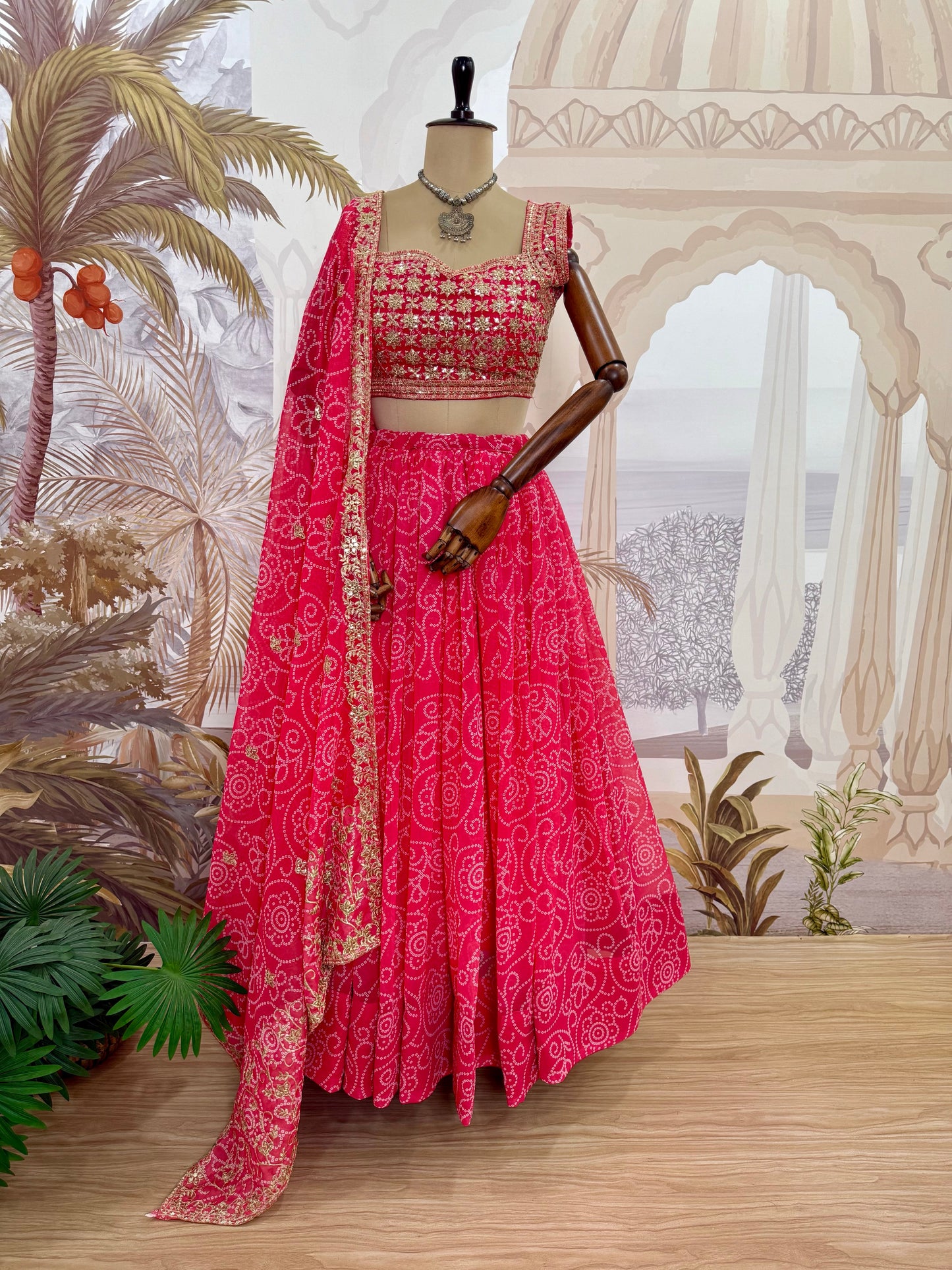 Pink Petal Royale Georgette Lehenga Set