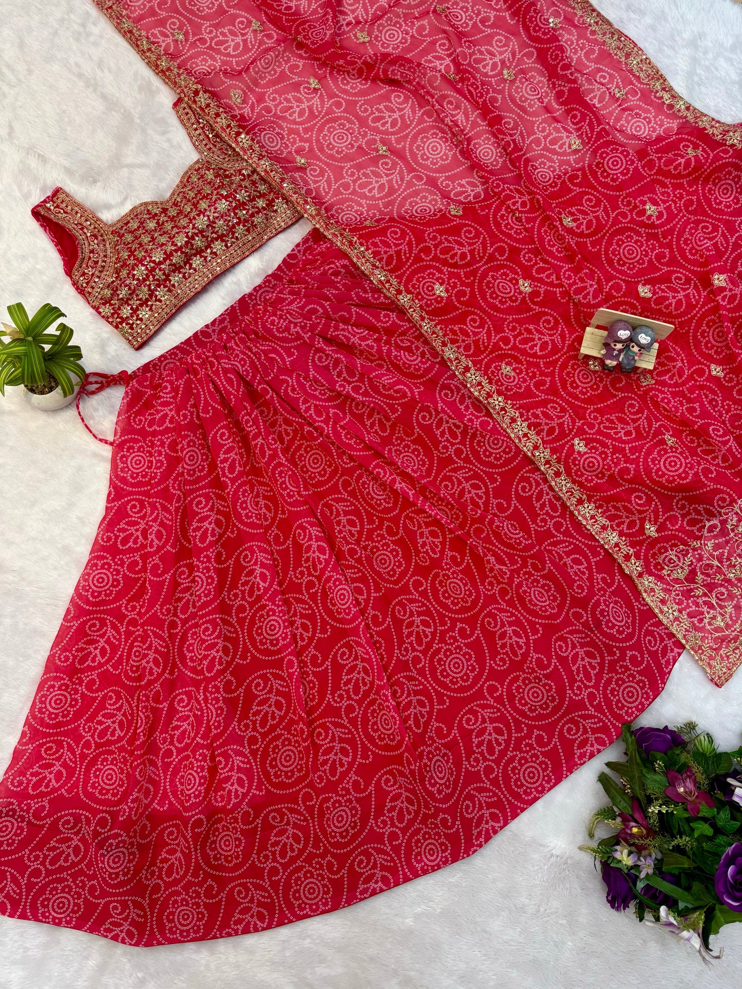 Pink Petal Royale Georgette Lehenga Set