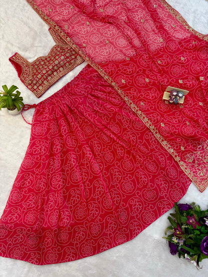 Pink Petal Royale Georgette Lehenga Set