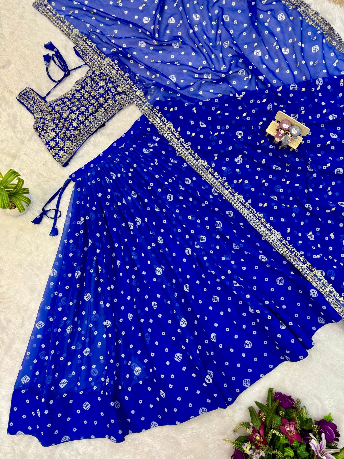Navy Azure Royale Georgette Lehenga Set