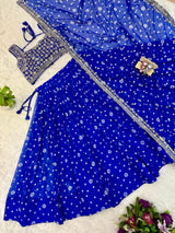Navy Azure Royale Georgette Lehenga Set
