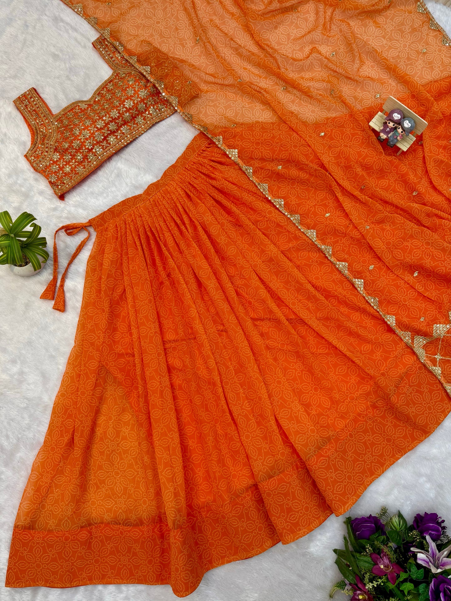 Orange Bloosom Georgette Lehenga Set