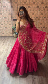 Pink Petal Royale Georgette Lehenga Set