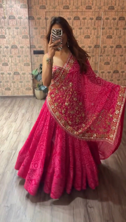 Pink Petal Royale Georgette Lehenga Set