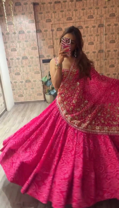 Pink Petal Royale Georgette Lehenga Set