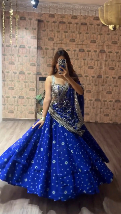 Navy Azure Royale Georgette Lehenga Set
