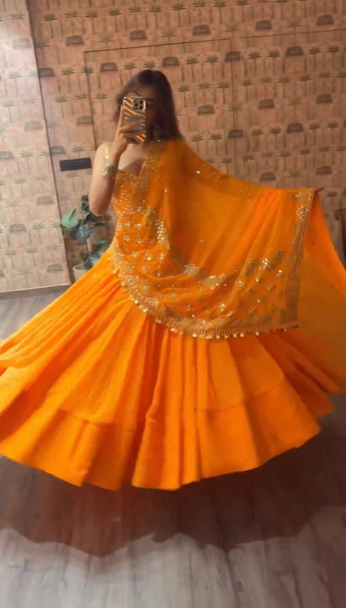 Orange Bloosom Georgette Lehenga Set