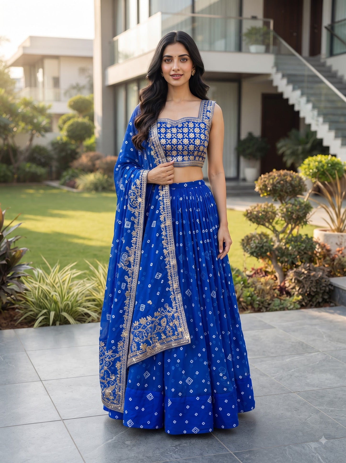 Navy Azure Royale Georgette Lehenga Set