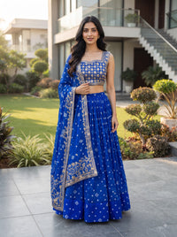Navy Azure Royale Georgette Lehenga Set