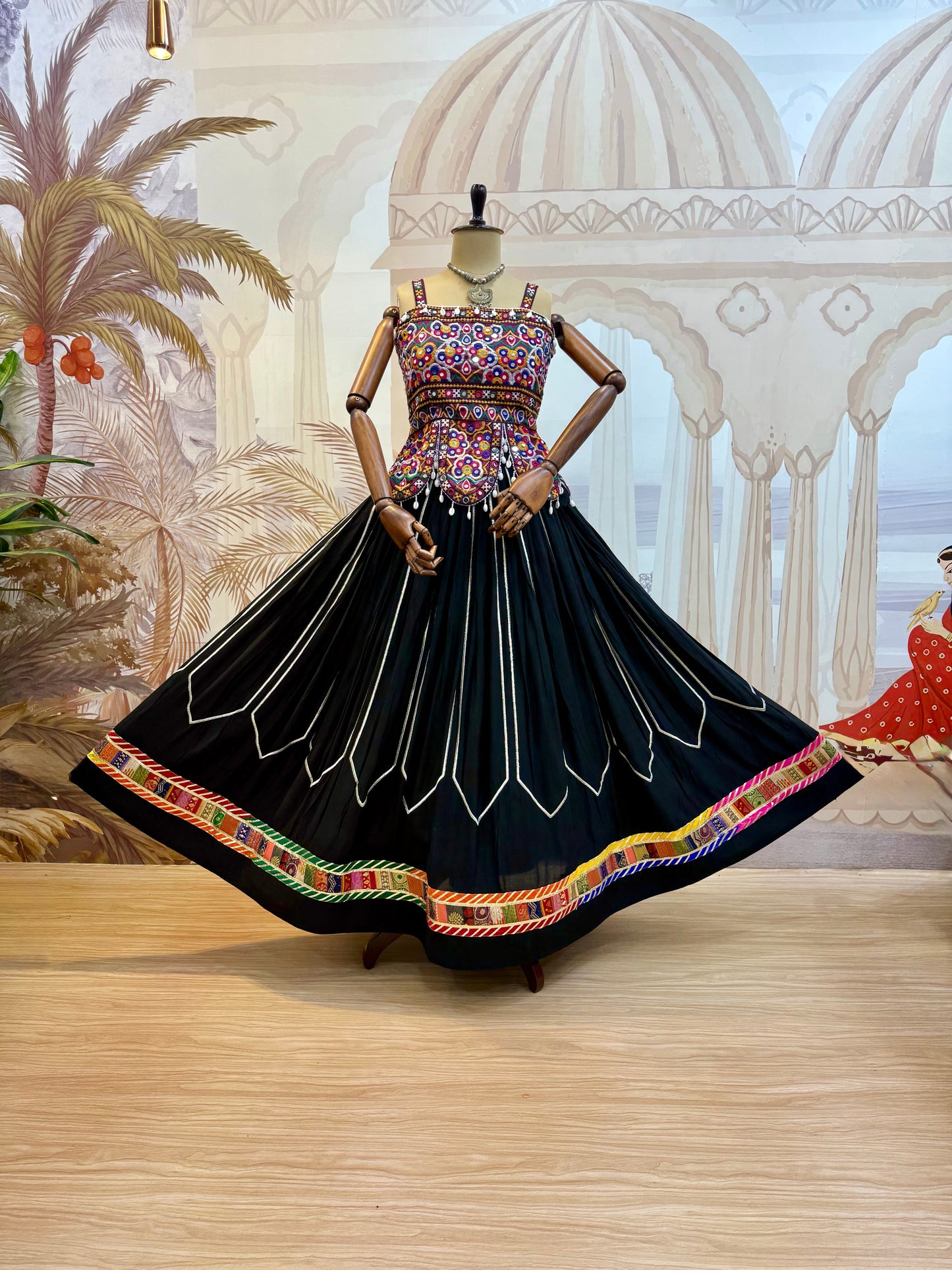Noor Black Kutchi Embroidered Lehenga Set