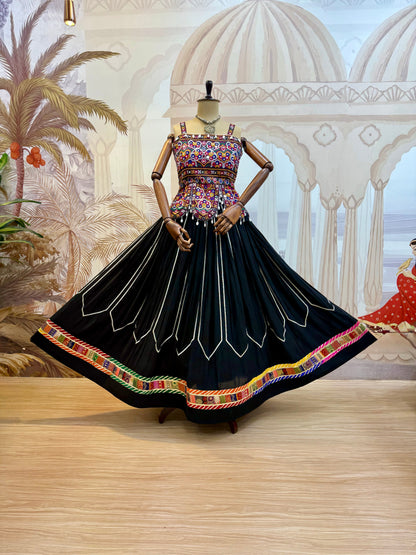 Noor Black Kutchi Embroidered Lehenga Set