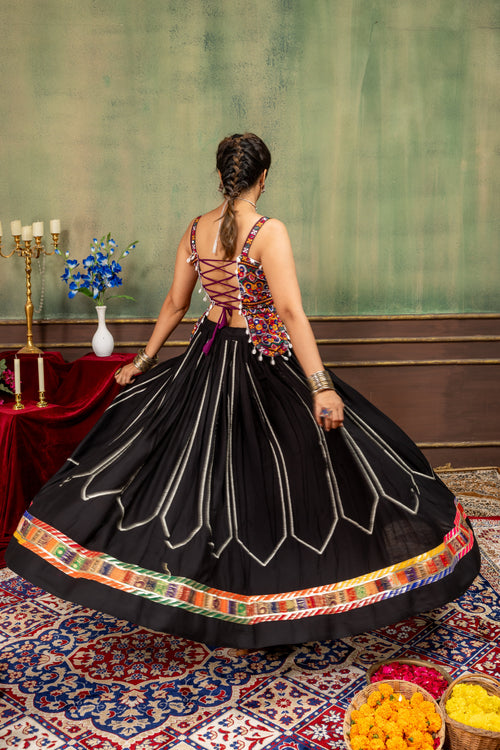 Noor Black Kutchi Embroidered Lehenga Set