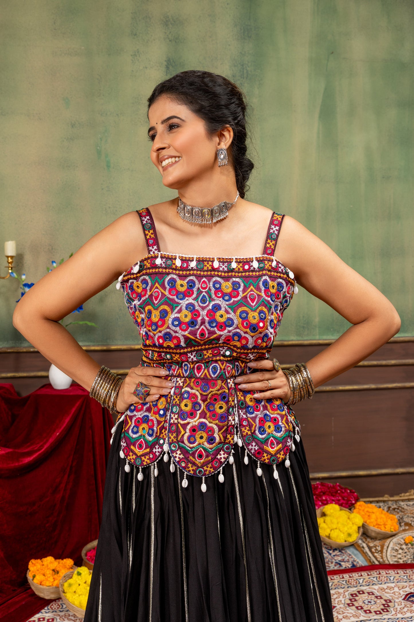 Noor Black Kutchi Embroidered Lehenga Set