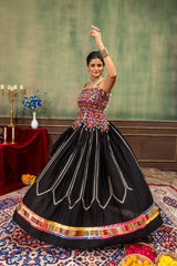Noor Black Kutchi Embroidered Lehenga Set