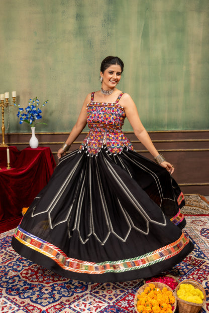 Noor Black Kutchi Embroidered Lehenga Set