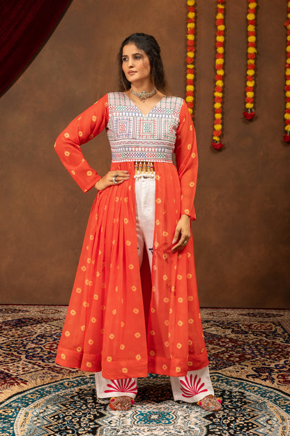 Orange Jute Boho Royale Denim Set