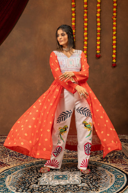 Orange Jute Boho Royale Denim Set