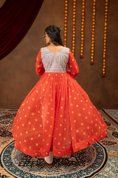 Orange Jute Boho Royale Denim Set