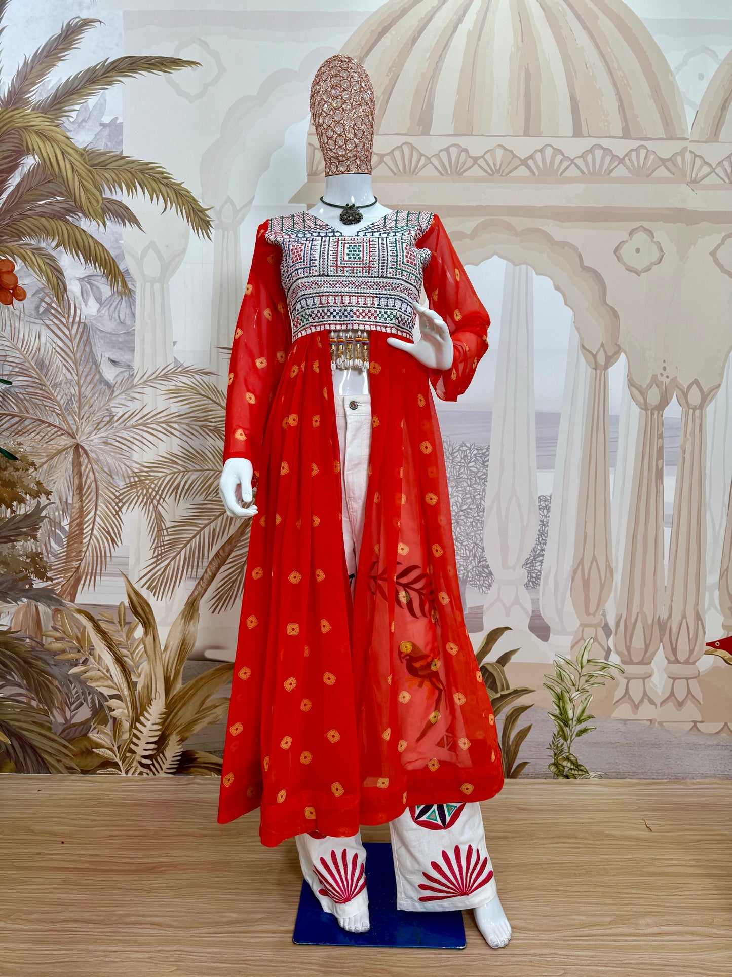 Orange Jute Boho Royale Denim Set