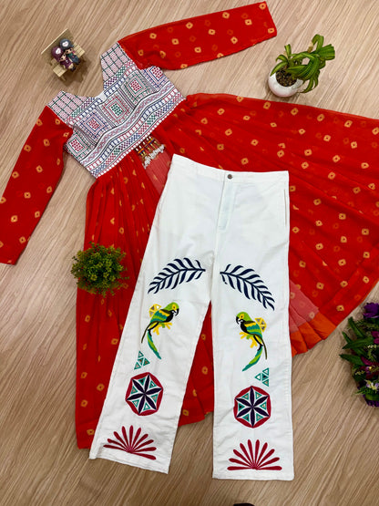Orange Jute Boho Royale Denim Set