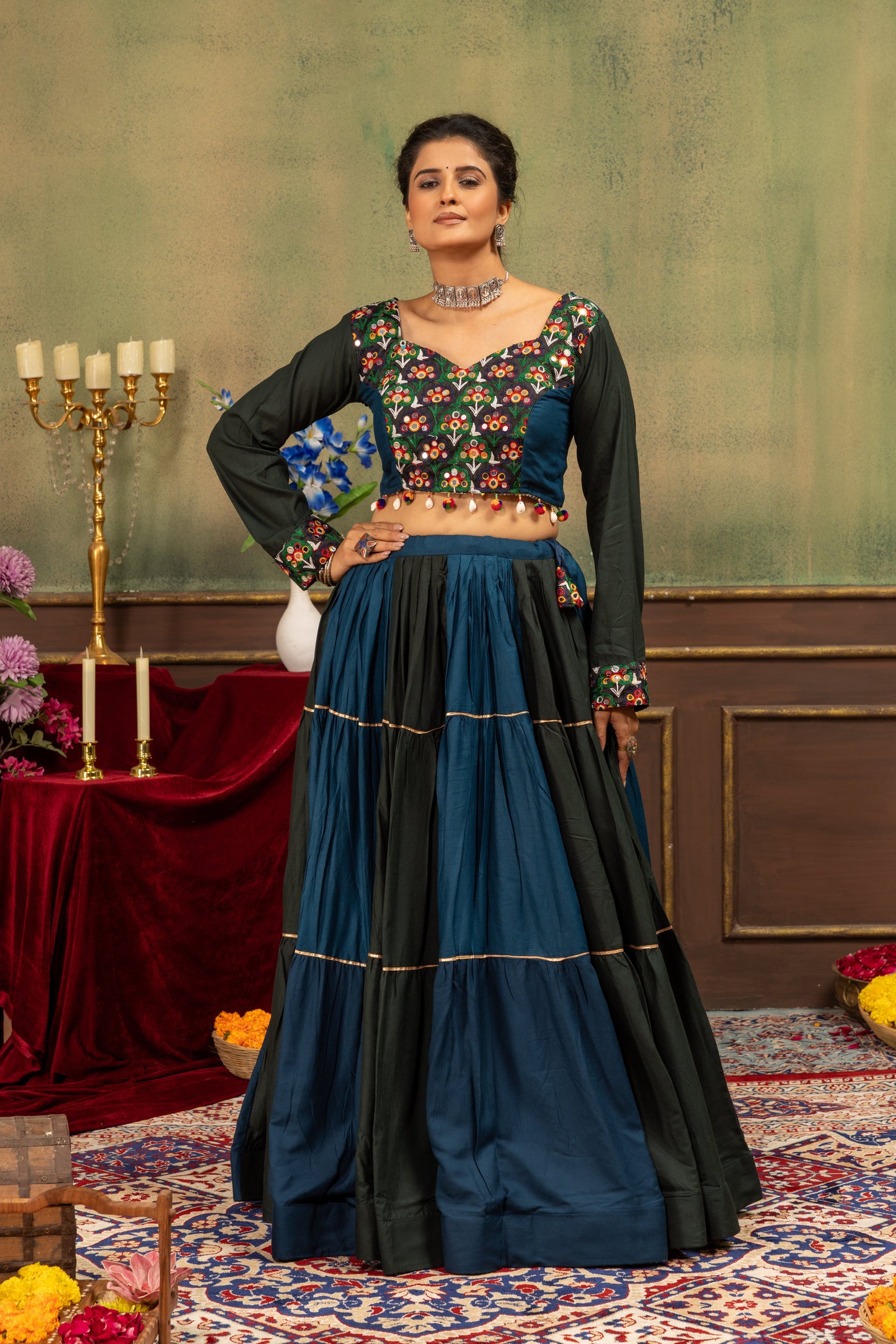 Midnight Noir Embroidered Lehenga Set