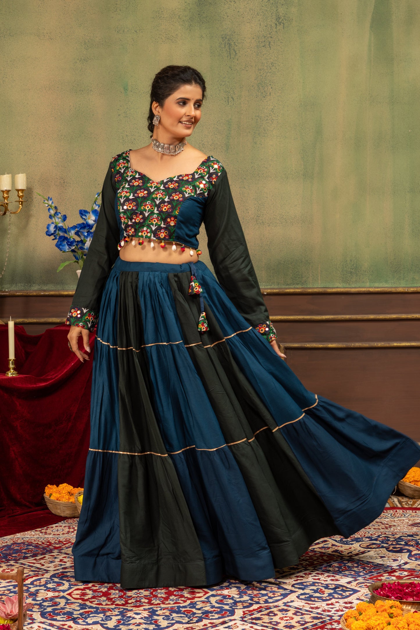 Midnight Noir Embroidered Lehenga Set