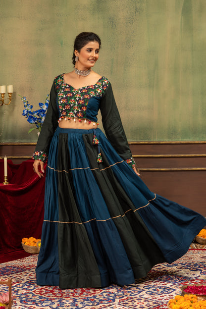 Midnight Noir Embroidered Lehenga Set