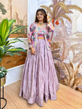 Lilac Royale Embroidered Lehenga Koti Set