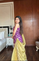 Royal Purple Jacquard Embroidered Palazzo Suit Set