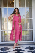 Pink Viscose Zari Chanderi Embroidered Suit Set