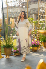 Cream Muslin Printed Suit Set