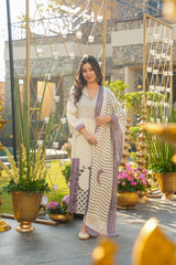 Cream Muslin Printed Suit Set