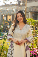 Cream Muslin Printed Suit Set