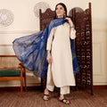 Cream Chanderi Silk Embroidered Kurta Set