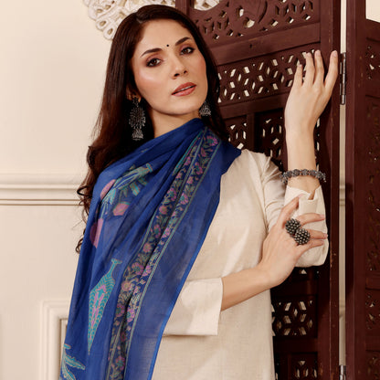 Cream Chanderi Silk Embroidered Kurta Set