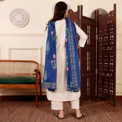 Cream Chanderi Silk Embroidered Kurta Set