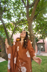 Brown Muslin Printed Suit Set