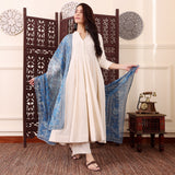 Elegant Cream Chanderi Silk Anarkali Suit