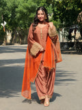 Copper Brown Festive Embroidered Kurta Set